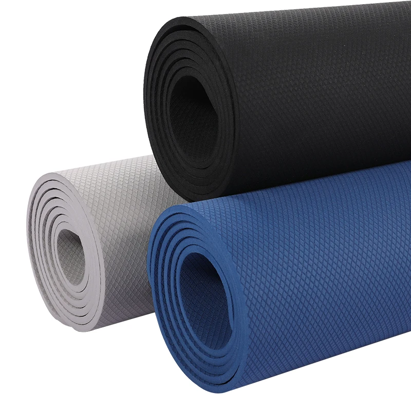 

Custom Exercise 8mm Thickness High Density Gymnastic Tpe Yoga Mat, Black and blue
