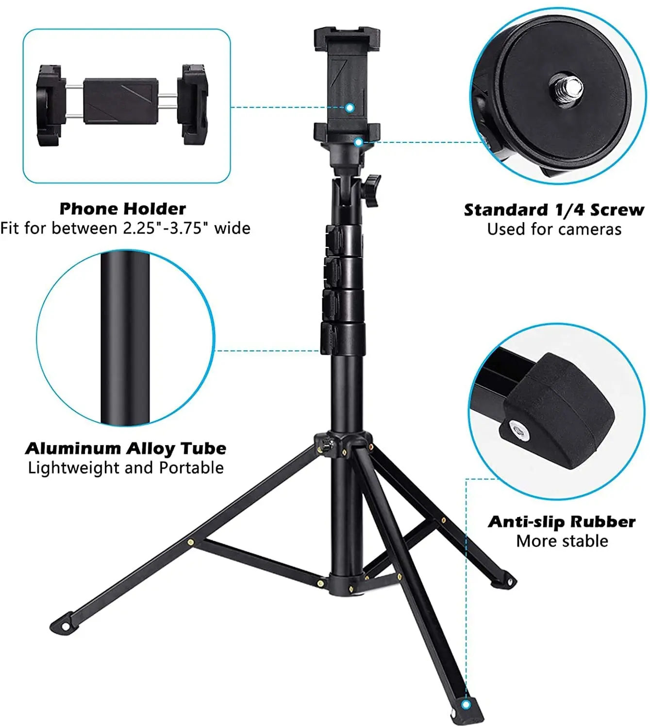 

MACTREM 51" Extendable Selfie Stick Tripod Stand with wireless Remote for iPhone Android Phone