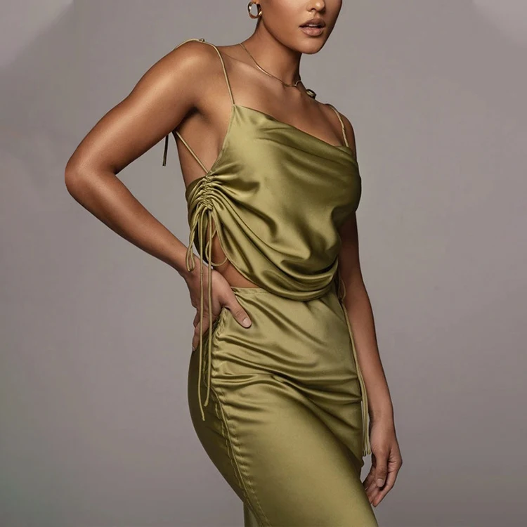 

Spring Women'S New Style Solid Color Sexy Camisole Skirt Fashion Casual Set