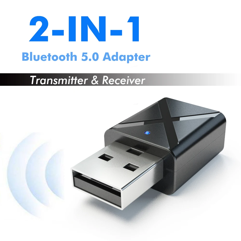 KN320 USB Bluetooth Transmitter Receiver, 2 in 1 USB Bluetooth 5.0 Transmitter Receiver AUX Audio Adapter for TV/PC/Car - ANKUX.COM