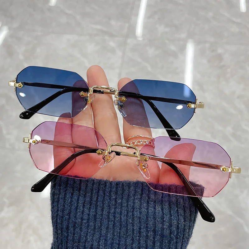

2022 New Trendy Custom Fashion Vintage Ladies Rimless Square Small Rectangle Frameless Sun Glasses Women Men Shades Sunglasses, Choice
