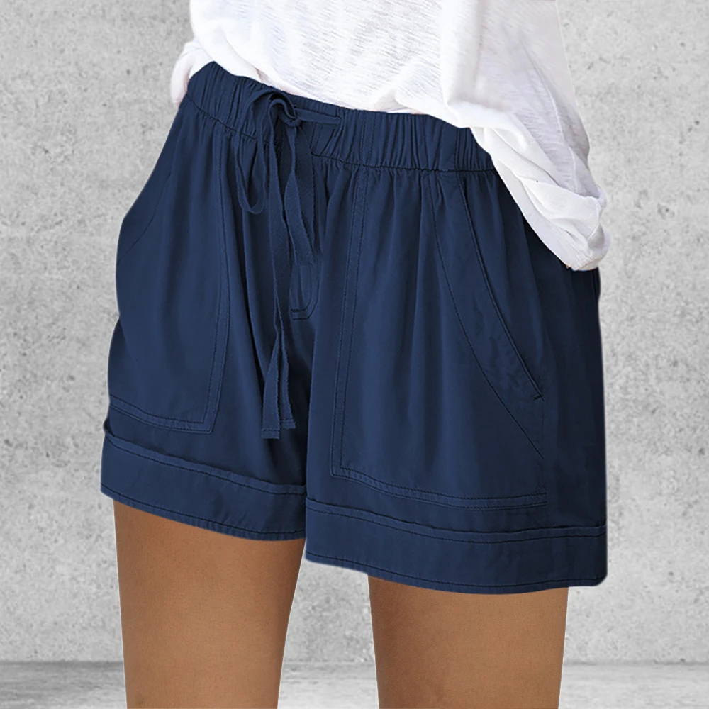 

Sport Shorts Women Beach Shorts Casual Elastic Waist Loose Tie Short New Short Cotton Linen Shorts, Different colors and support to customized