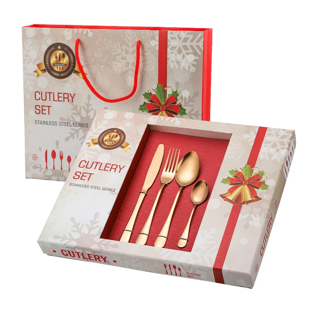 

Christmas gift box set stainless steel cutlery 24-piece set 1010 four-piece tableware gift set