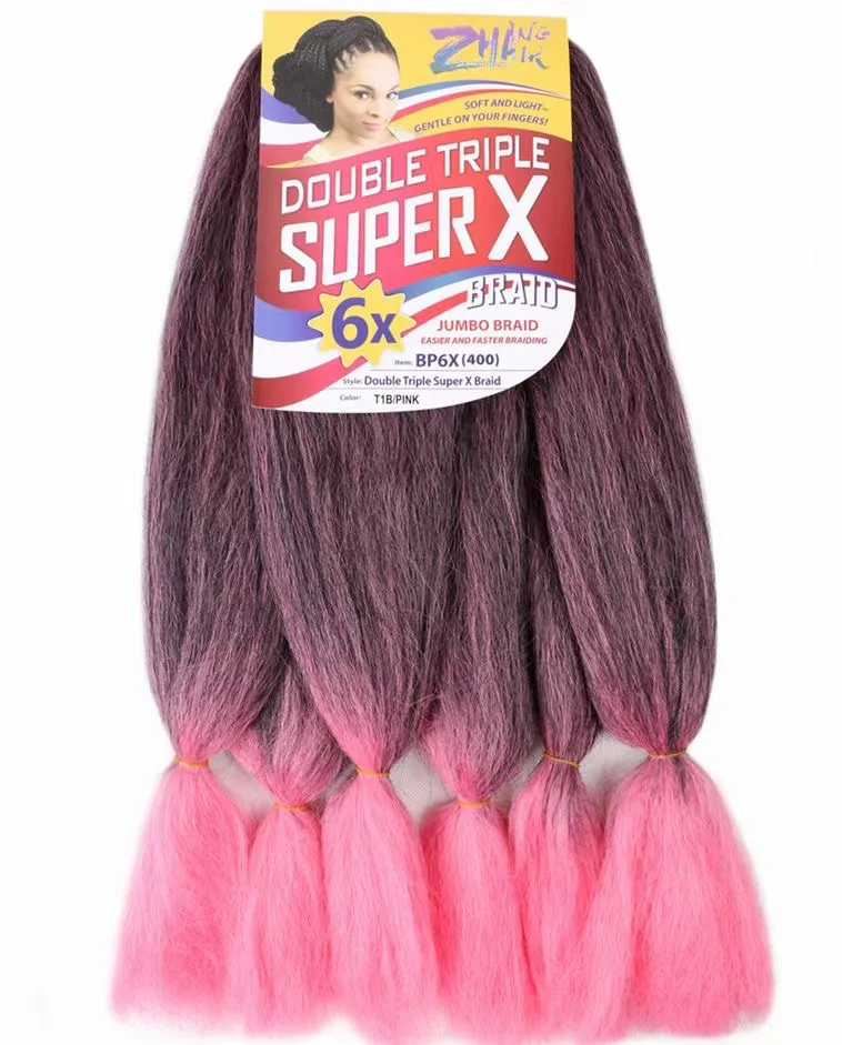 

24inch 400 Grams Wholesale Double Triple Super X Synthetic Braiding Hair Ombre Braiding Hair Yaki Jumbo Braid Hair, Many color available