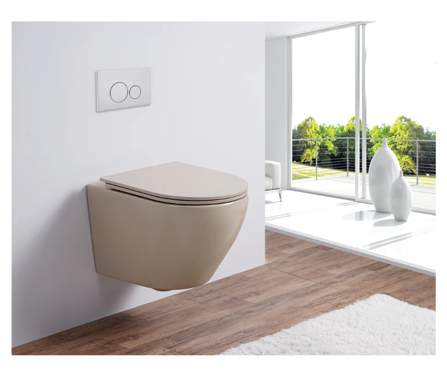 Brown italy luxury european design rimless p trap matte color ceramic wall-hung wall mounted hung wc hanging toilet supplier