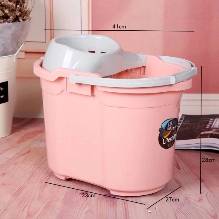 

Cheap Price Floor Cleaning Washing Plastic Round Mop Bucket with Wheels, Mixed(pink,blue,khaki)