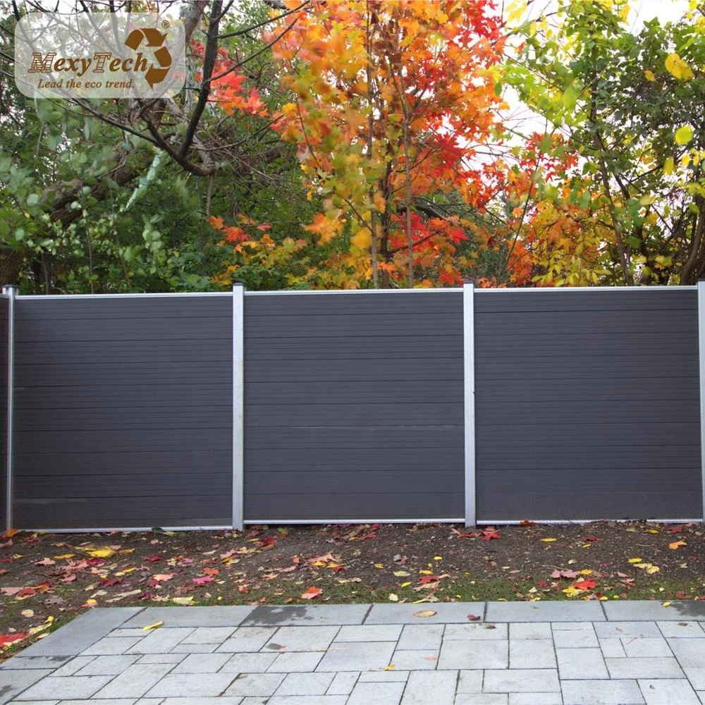 

outdoor decorative composite vinyl wooden fence panels, Coffee,teak,dark grey