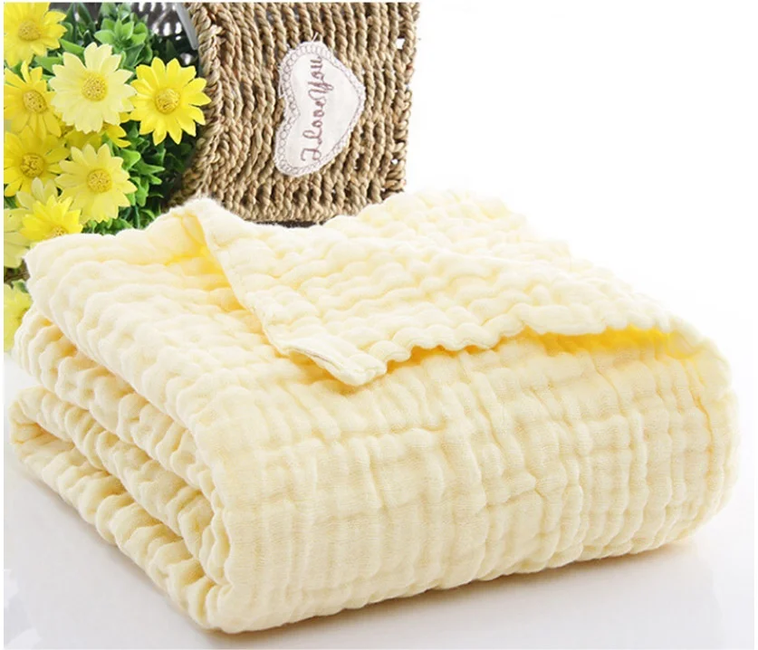 100%cotton 110cm wrinkle 6 layer gauze baby blanket