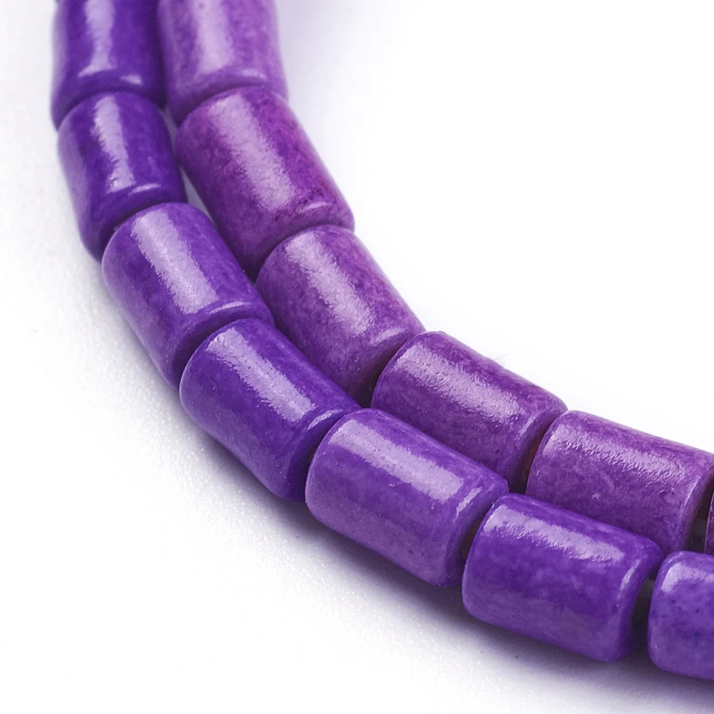 

PandaHall Dyed Column Dark Violet Synthetic Howlite Beads