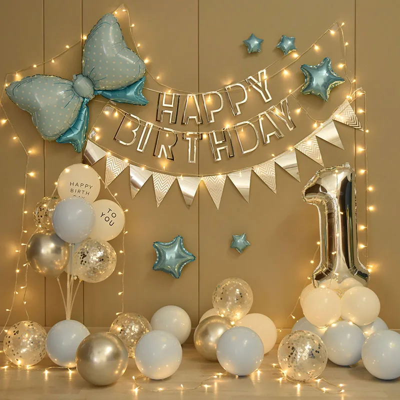 

Happy Birthday Background Wall Decoration Sets Birthday Decor Supplies Girl Balloon Package Boys And Girls Party Scene