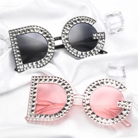 

Fashion Luxury Crystal Diamond Round Oversized Sun glasses DG Sunglasses Women Sunglasses 2019