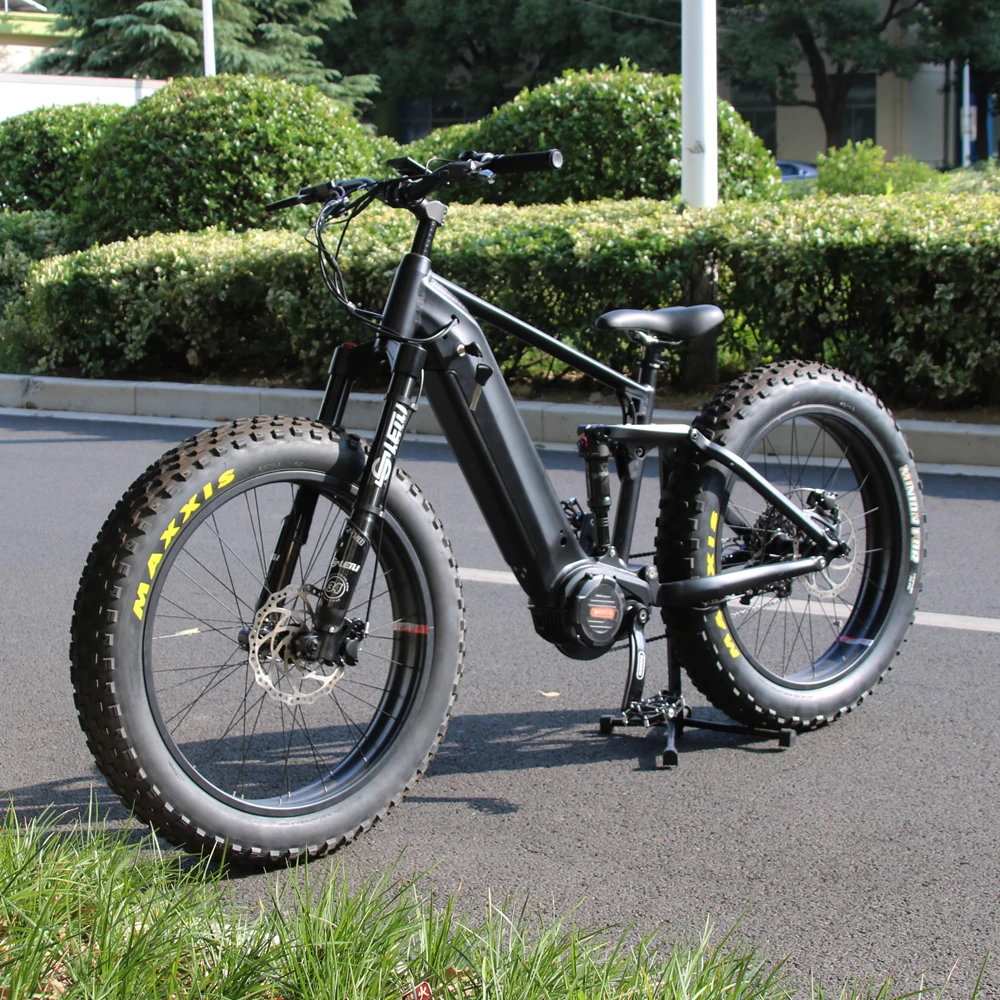 

long range full suspension 26 inch mid drive 1000w Bafang G510 Ultra 48V Electric Bicycle Mountain Bike FAT TIRE