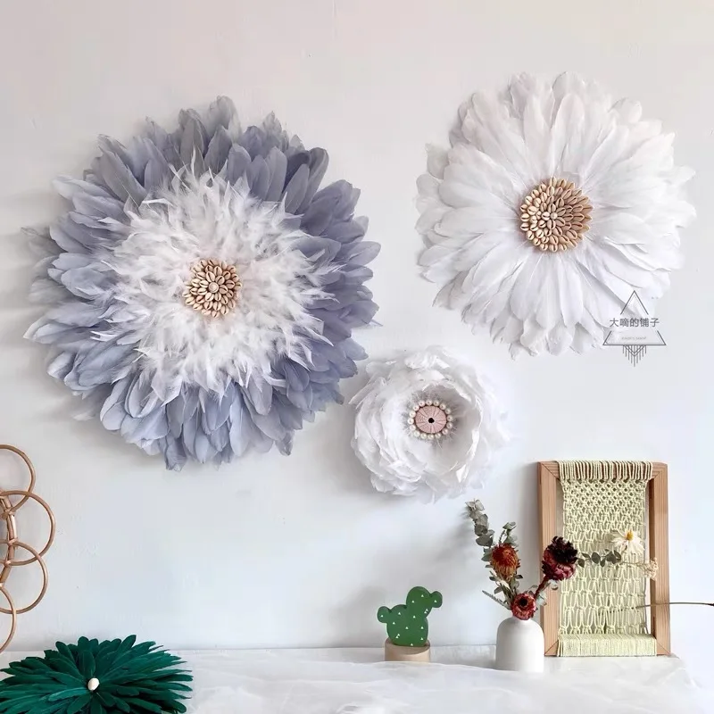 

Wall Hanging Handmade Feather Wall Bedroom Background Decoration