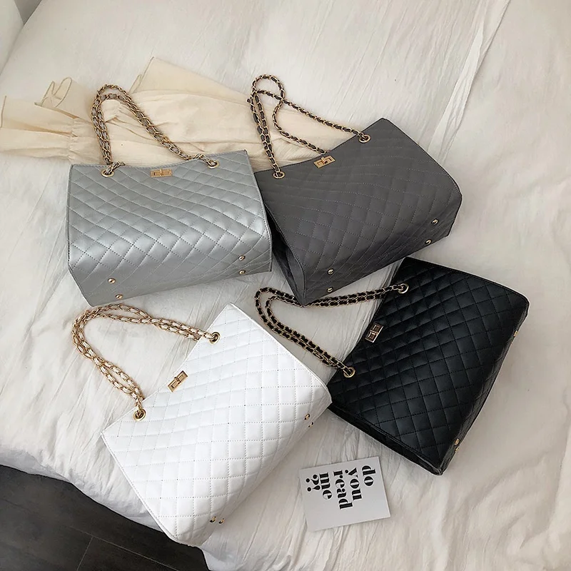 

2021 Women Diamond Lattice Large Capacity Handbags Fashion Designer Chain Handbags Big Shoulder Messenger Bag for Woman