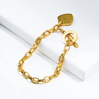 

BAOYAN Wholesale Forever Love Stainless Steel Gold Heart Charm Bracelet