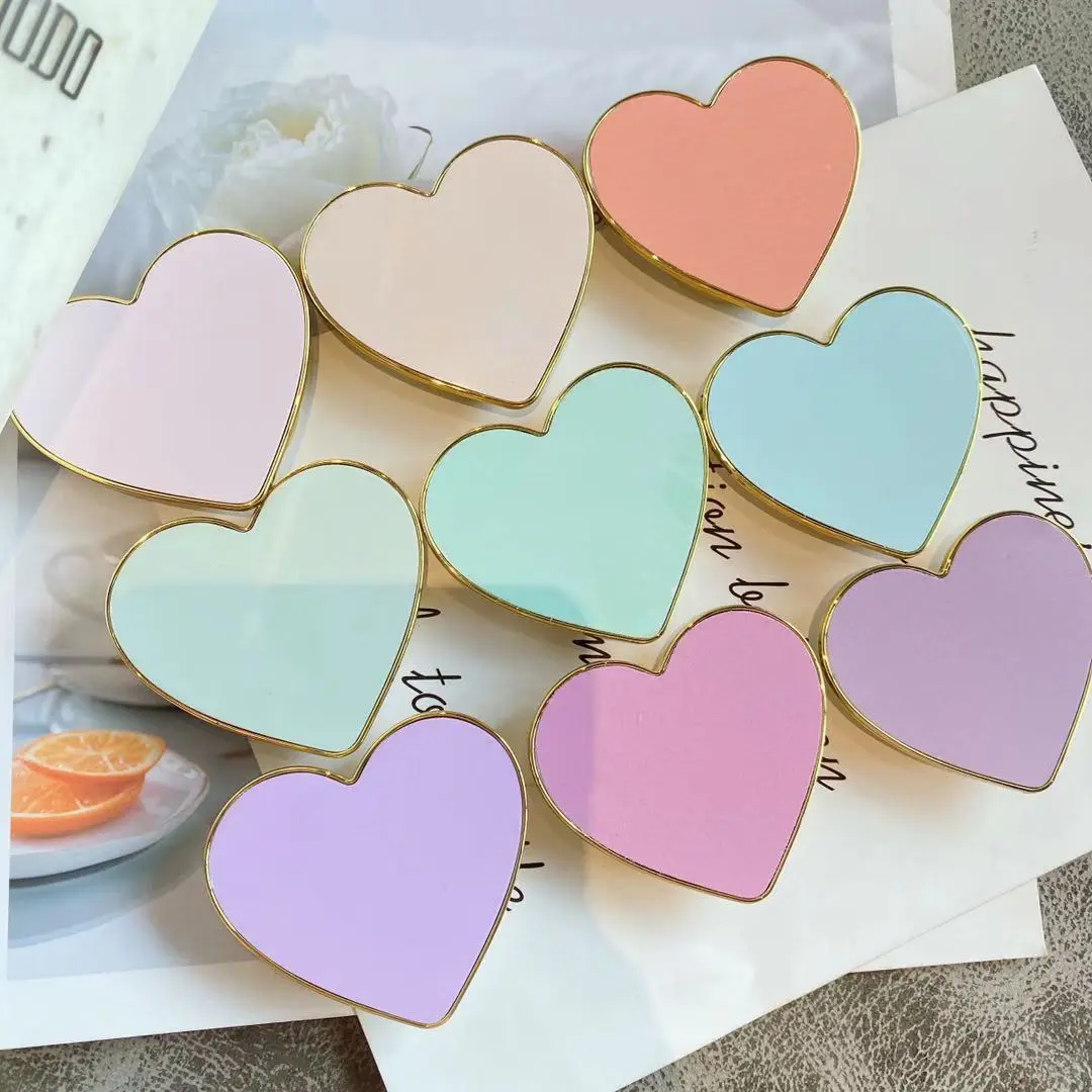 

INS Popular Macaron Gold Metal Edge Heart-shaped Round Electroplate Mobile Phone Holder Blank Plain Grip Stand