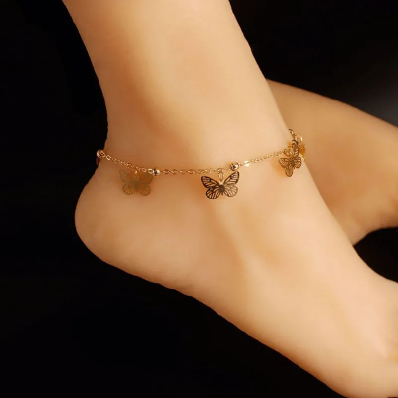 

Girls Summer Beach Foot Jewelry Barefoot Sandals Leg Chain Anklet Bracelet Gold Butterfly Anklets