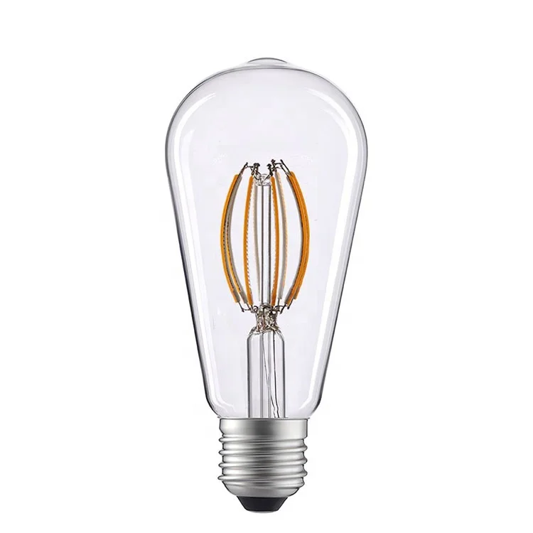 ST64 Curved graphene LED filament light bulb, vintage led edison bulb 9W 1055lm dimmable retro lamp