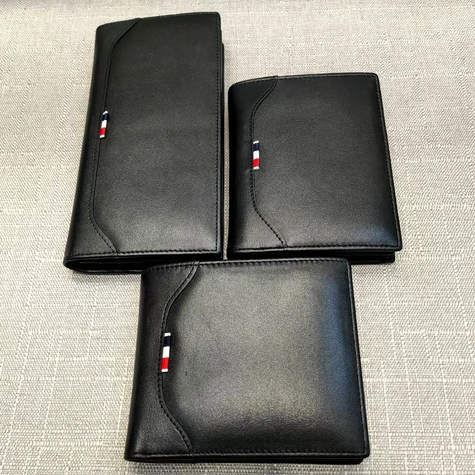 

2019 new arrivals waterproof small wholesale custom genuine leather cowhide men's wallet, Black