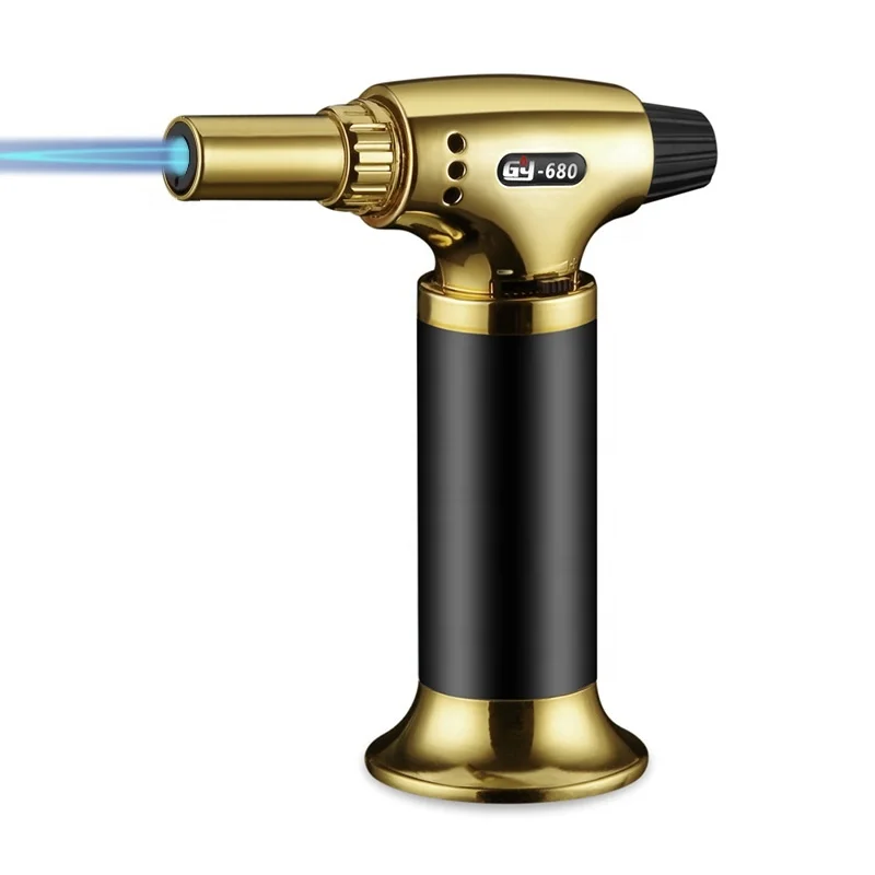 

Refillable Flame Gun Kitchen Baking BBQ Torch Lighter Adjustable Flame Butan Torch, Black,blue,gold and marble,gold and black, silver, black and silver