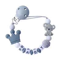 

BPA free silicone Koala beads custom wooden dummy clips baby teether pacifier clip holder,clip for pacifier baby