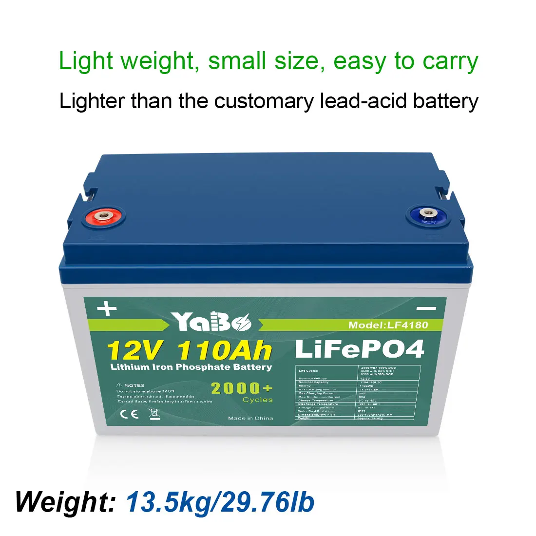 Yabo Lifepo4 Battery 12v 24v 36v 48v 20ah 40ah 50ah 60ah 100ah 110ah ...