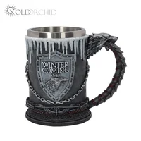 

Drinking beer cup Game of Thrones Winter is Coming Resin stainless steel coffee mug
