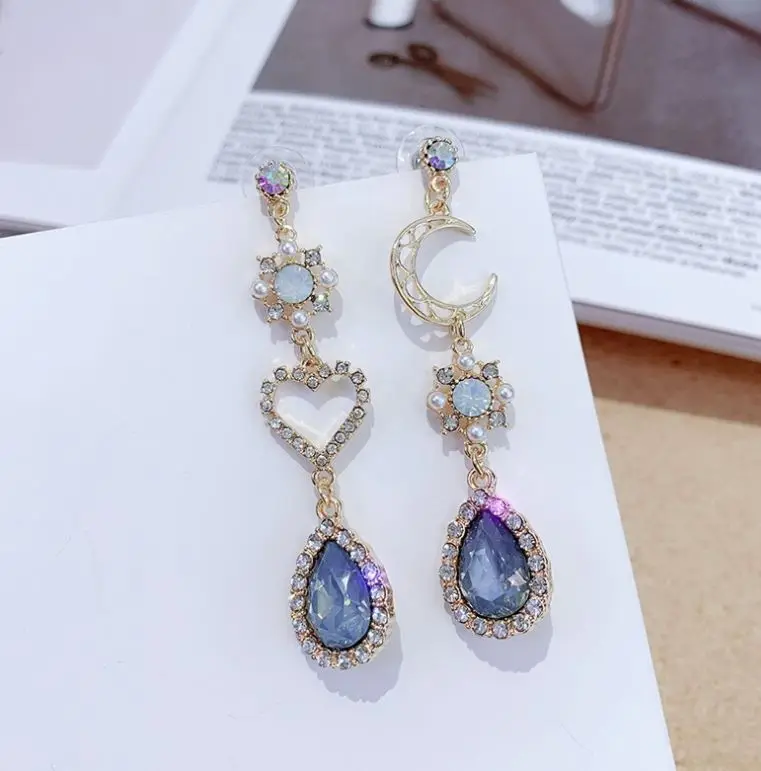 

s925 French long baroque diamond earring Gemstone earring luxury cute earrings