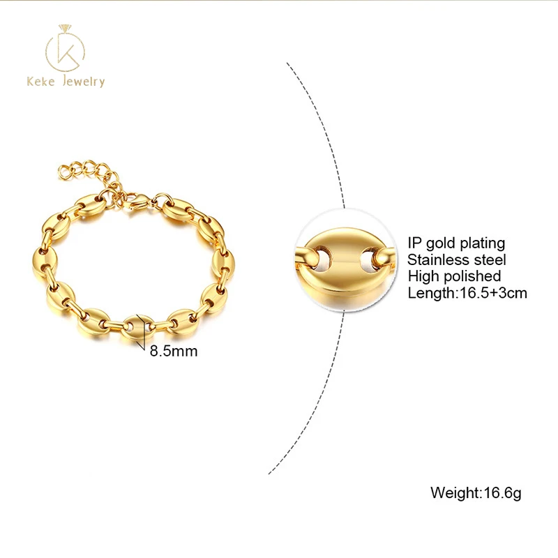 Wholesale Coffee bean shape 24K gold stainless steel multi-purpose bracelet/necklace/short clavicle chain BR-835