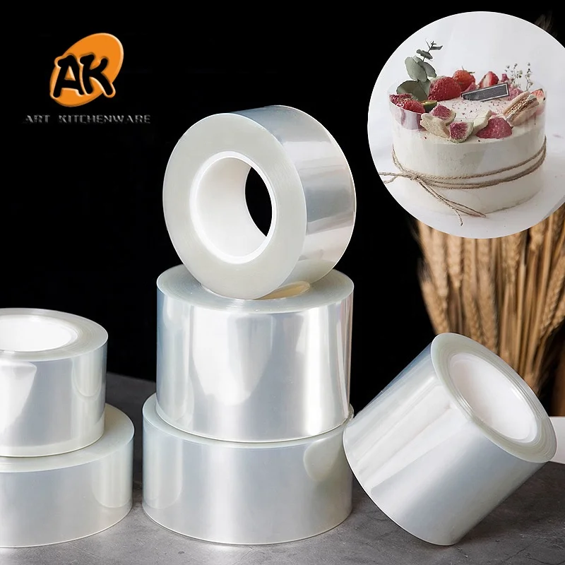 

AK Transparent Clear Cake Baking Collar Kitchen Cake Wrapping Film Tape Surround Acetate Film Lining Rings Cake Decorating Tools