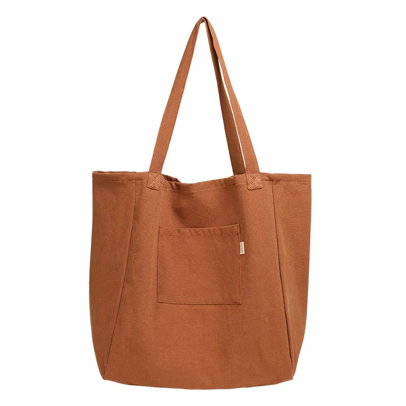

Wholesale Women Shopping Trendy Large Canvas Handbags With Pocket Tote Shoulder Retro Bag