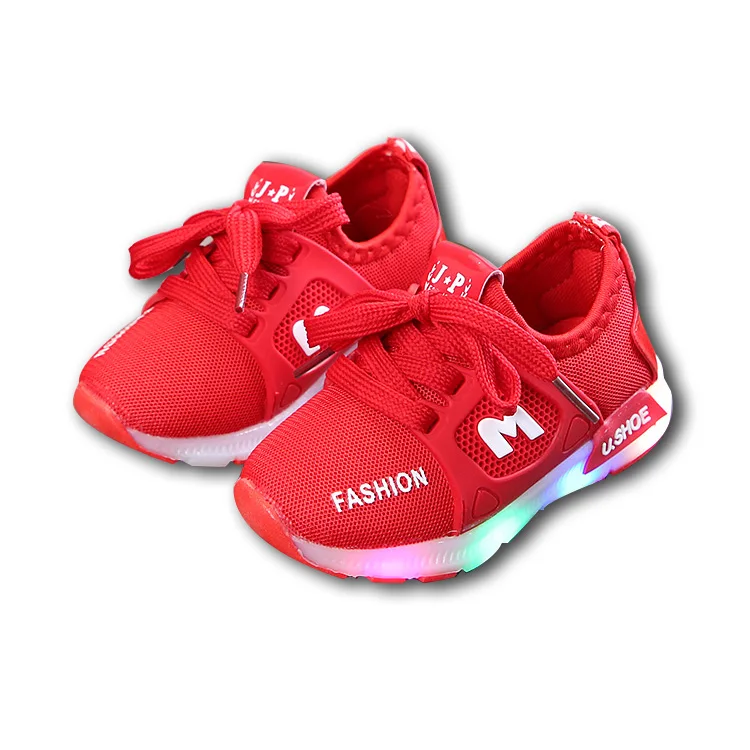 

New Fashion Style Sport Children Shoes Mesh Upper Breathable LED shoes
