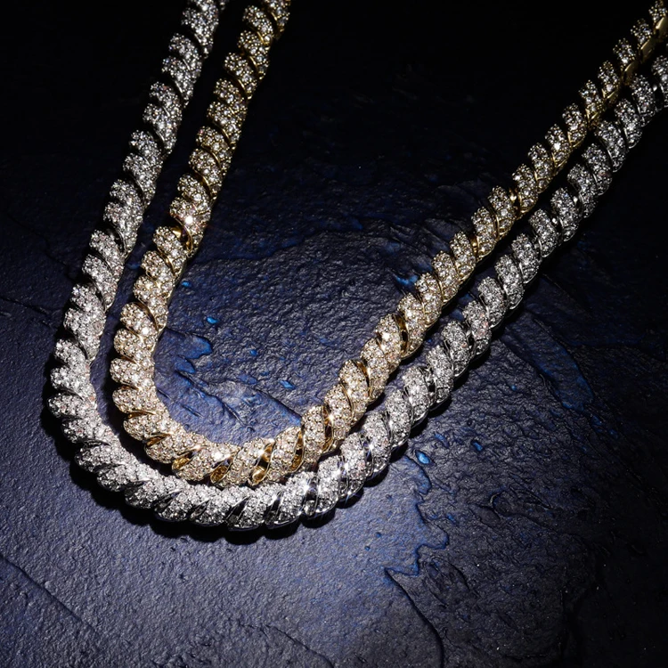 

Drop Shipping New Design CZ Zircon Real Gold E-coating 14mm Jewelry Diamond Men Necklace Chain