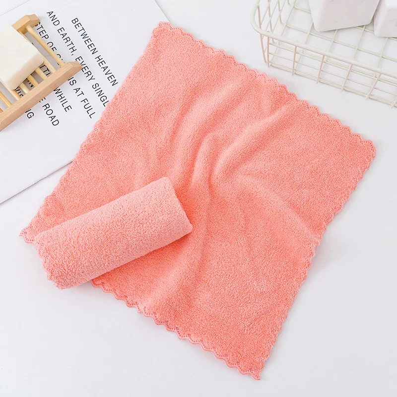 

30*30CM 300GSM 8PCS/Set Coral Fleece Microfiber Cleaning Towel Pink Color Multipurpose Car Kitchen Use Household Supplies Kit