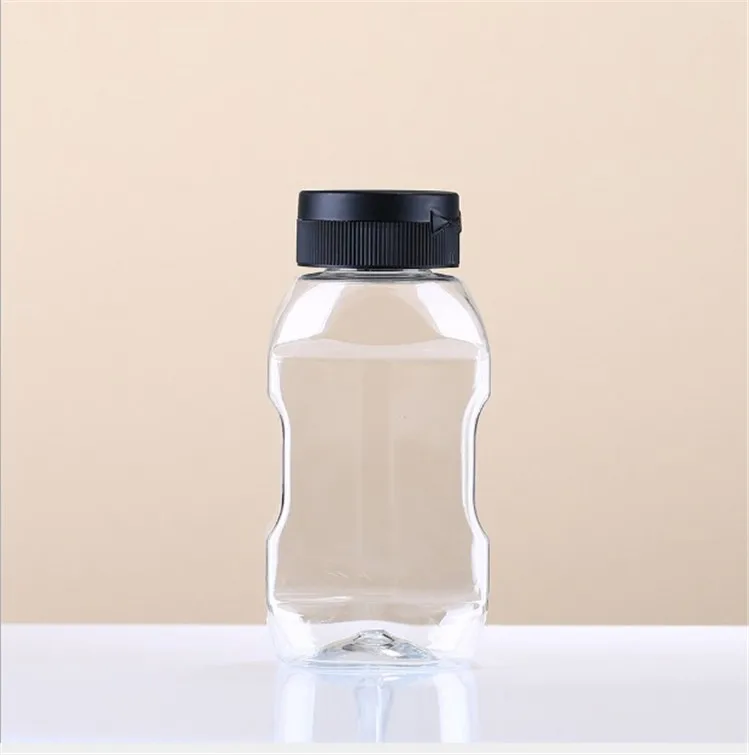 

300ml 360ml Inverted PET Plastic Bottle Can Squeeze For Food Honey Plastic Squeeze Sauce Bottle