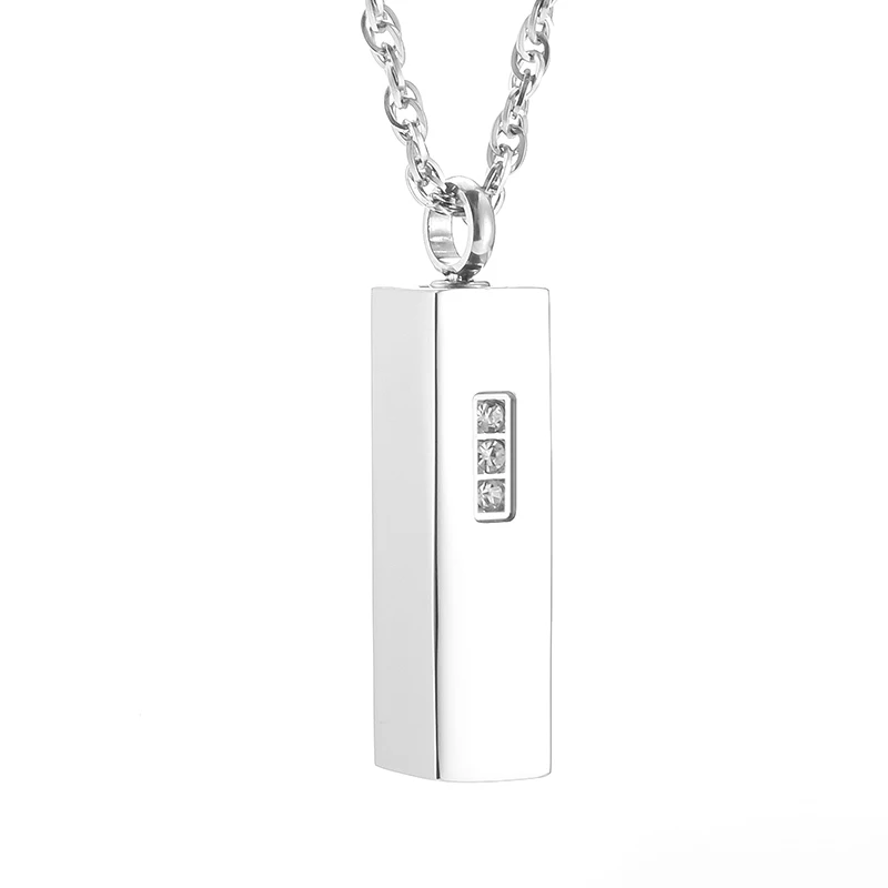 

Stainless Steel 4 Sided Bar Urn Necklace Women Ash Holder Jewelry, Silver
