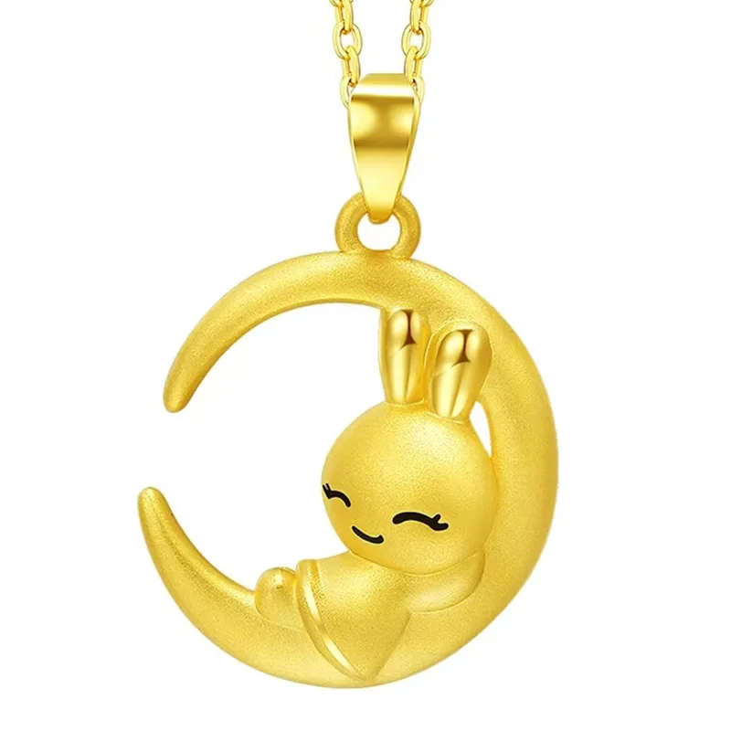 

Valentine's Day Gifts Moon Rabbit XINGX Rabbit Necklace Cute Alluvial Gold Little Bunny Pendant Internet Hot Gift Jewelry