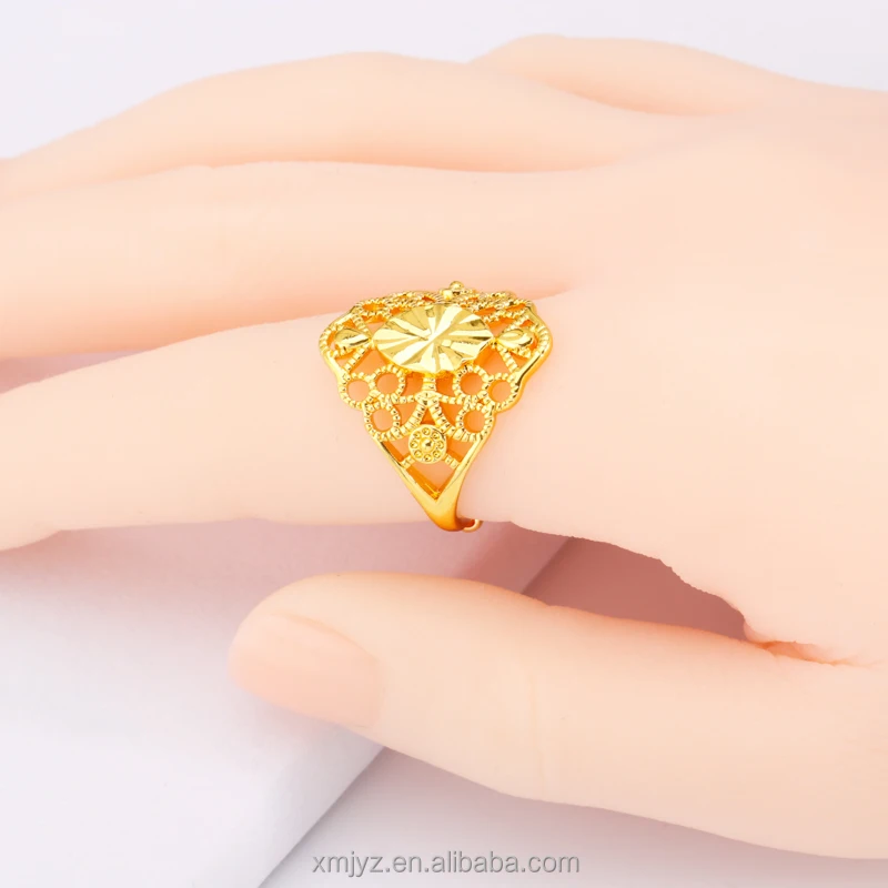 

Foreign Trade Cross-Border Goods Source Hollow Flower Prismatic Shiny Ring Brass Gold-Plated Open Ring Female