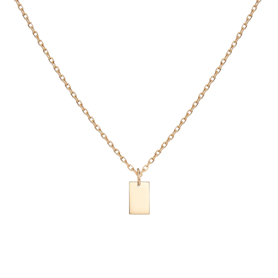 

18K gold plated small rectangle necklace 925 sterling silver Aurator Small Pendant necklace