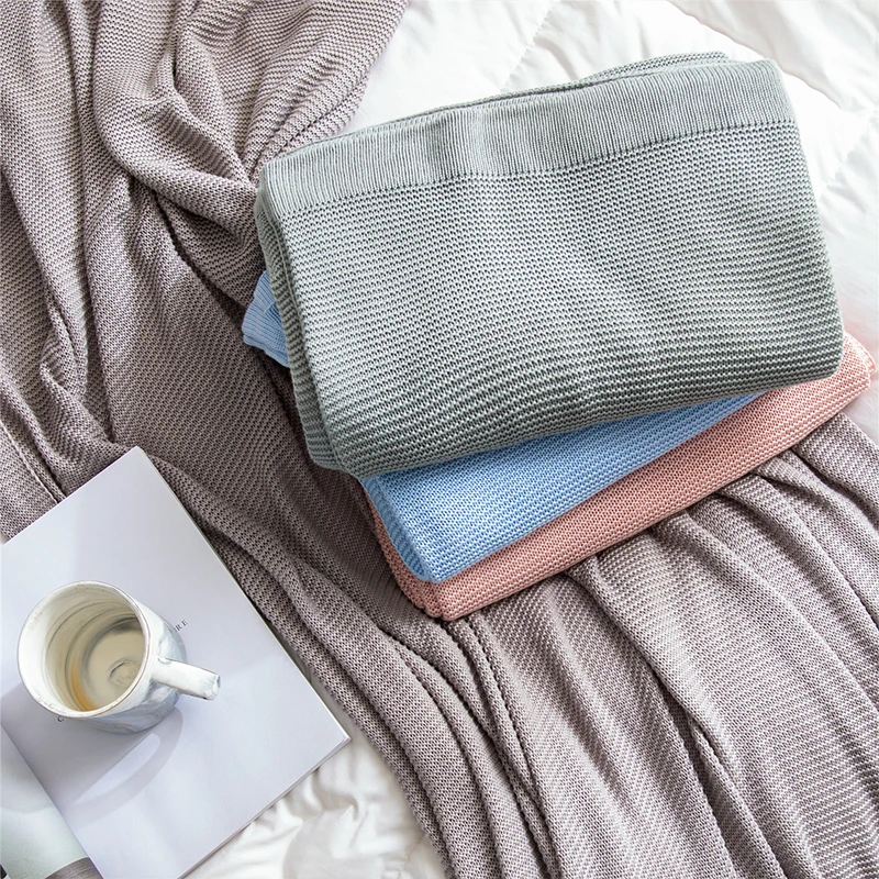 Yiruio 100 Bamboo Cable Knit Decorative Bed Throw Blanket For Summer