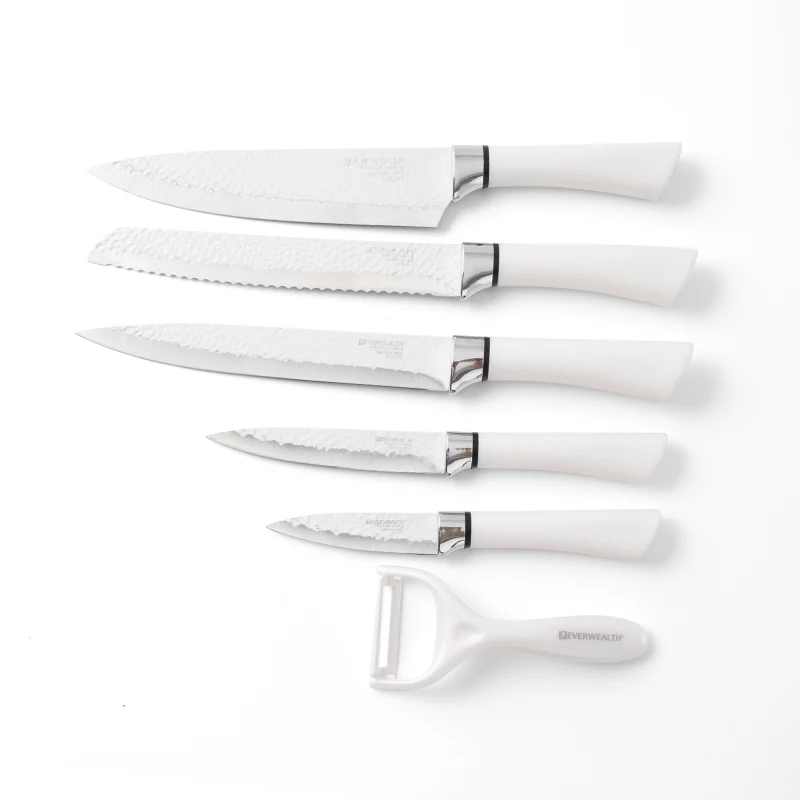 

New Design High Grade ABS Chromed Handle White Kitchen Chef Knives Set German knife