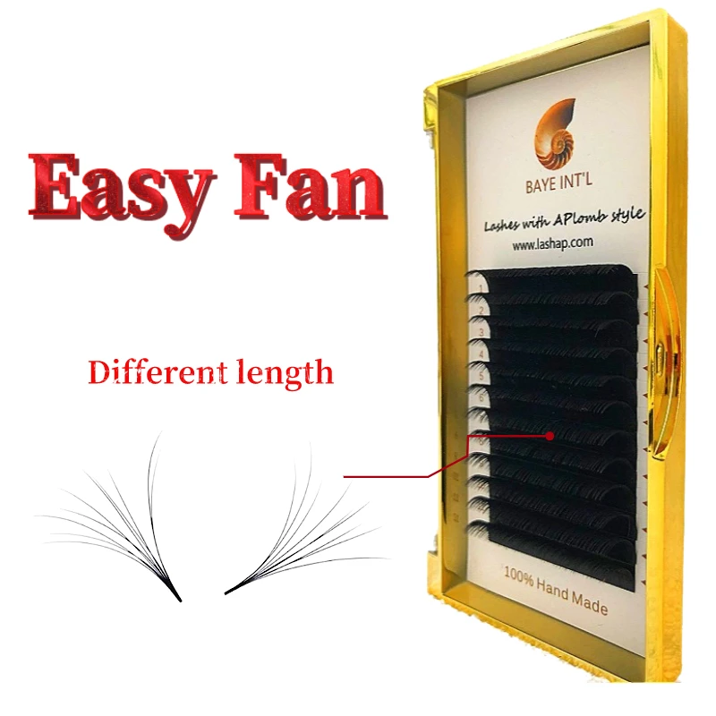

Customized Package Fast Easy Fanning Cluster Rapid Automatic Blooming Flower Eyelash Extension supplies different size fans, Natural black