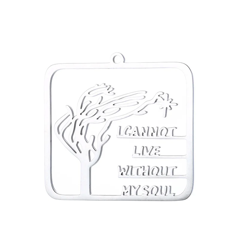

XuQian Stainless Steel Square Hollow Frame Pendant for Necklace Jewelry Making