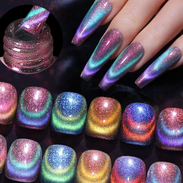 

BORN PRETTY Sparkling Rainbow Color Double Light 9D Reflective Glass Cat Eyes Magnetic Nail Gel Polish Varnis Semi Permanent