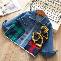 

3-8 Years New Design Kids Denim Coat Girls Bow Jeans Jacket For Children