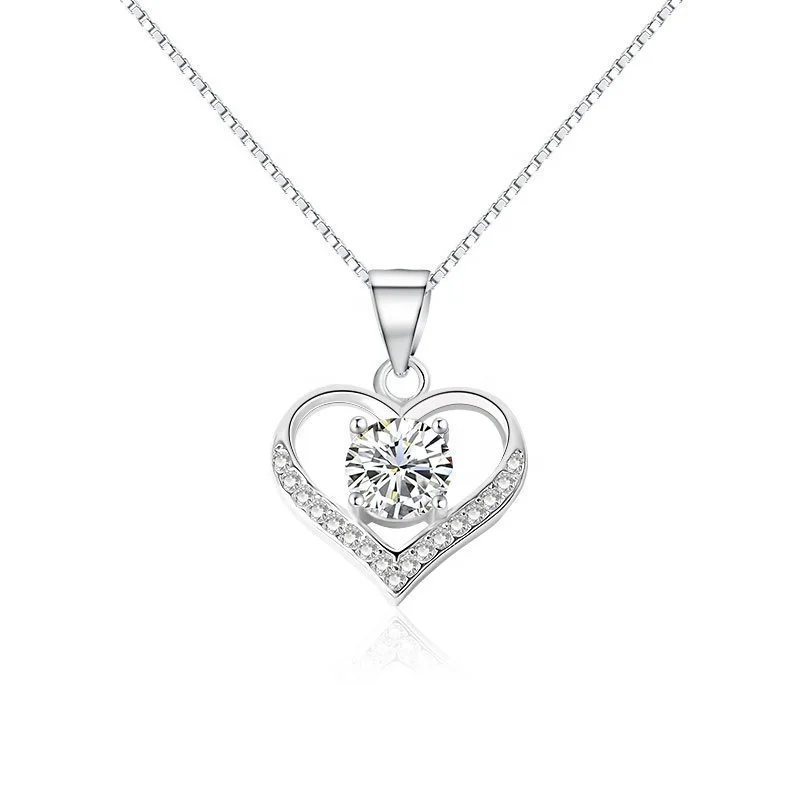 

Romantic 925 Sterling Silver Love Heart Pendant Necklace Lover Sweetheart Pendants Beloved Heart Jewelry Girlfriend gift 2021, As the picture show