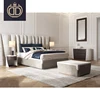 modern bedroom furniture real leather adult princess bed super single king size French upholstered cushion headboard bed