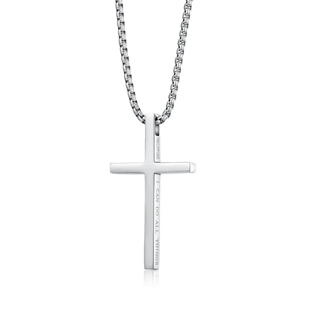 

Fashion Jewelry Pendant Charm Necklaces Silver Black Titanium Steel Chain Men 316L Stainless Steel Cross Necklace