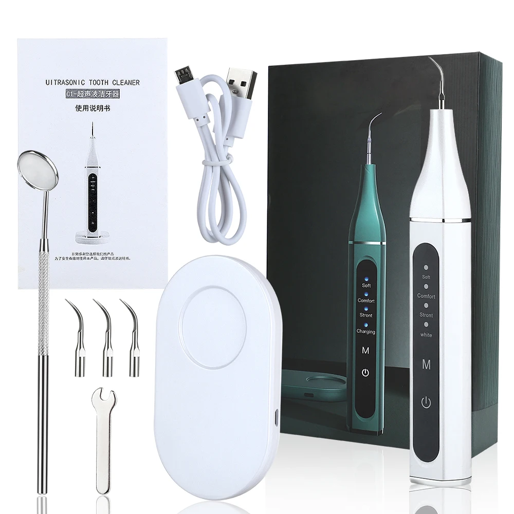 

JOSUNN Ultrasonic Sonic Electric Tooth Calculus Remover Dental Teeth Cleaner LED Display 4 Working Modes Tooth Cleaning, White