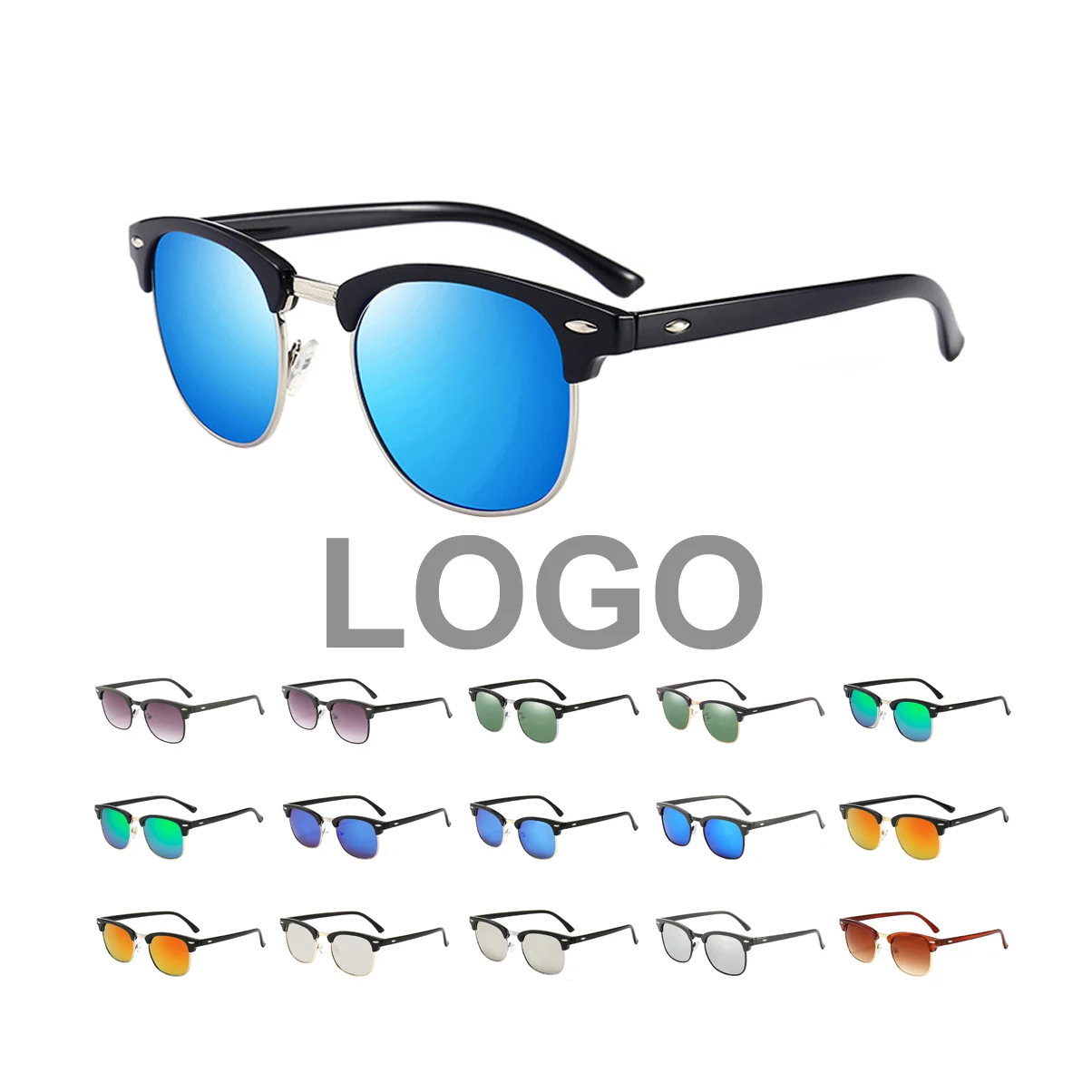 men Sunglasses Luxury logo custom Design Classic Cheap Sun Glasses Stainless steel Metal Fashion women Men Sunglasses